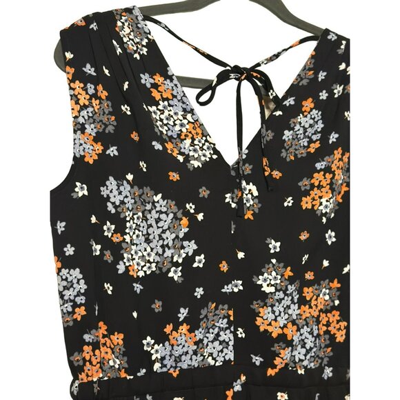 Loft Ladies Pant Suit Black Floral Sleeveless Career Pant Suit SZ Petite Small - Picture 8 of 8